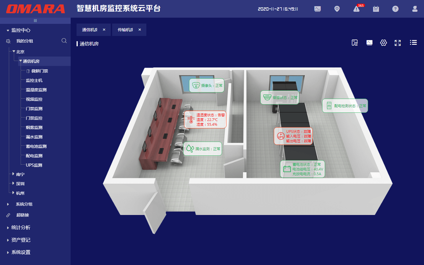 平面3D機(jī)房界面